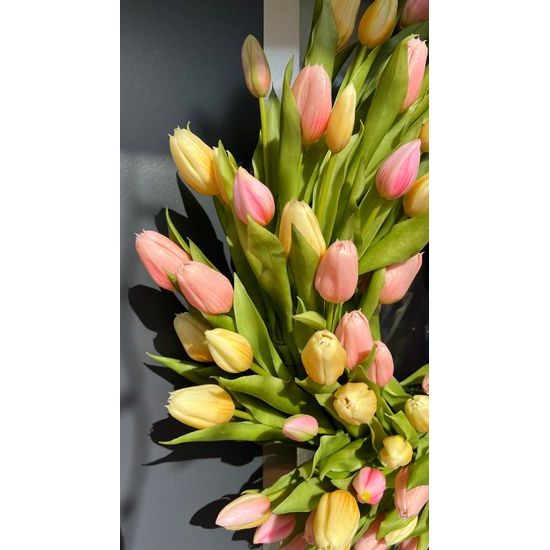 Umělá květina svazek tulipánů 5ks růžový, 31 cm