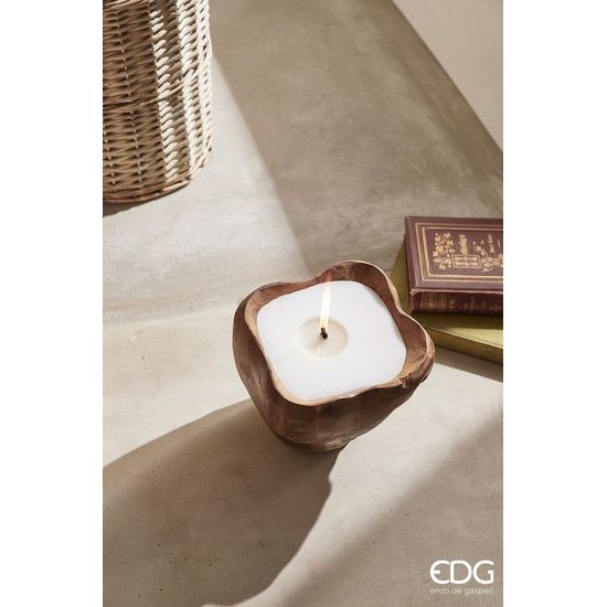 Dekorace svíčka ve dřevě natural, 19x21 cm