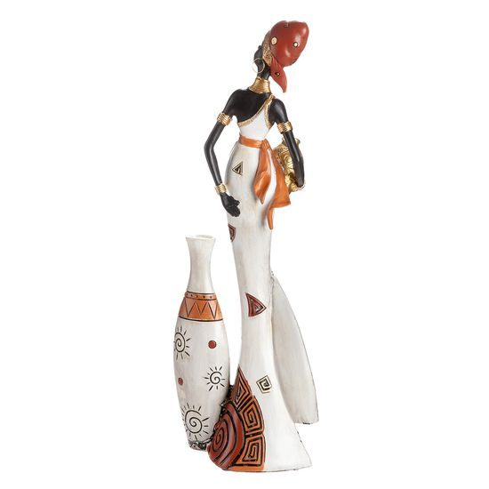 Dekorace figura Afričanka Imara s nádobou, 9,5x16,5x44 cm