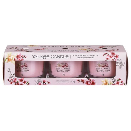 Yankee Candle - Sada votívnych sviečok plnených v skle Pink Cherry Vanilla