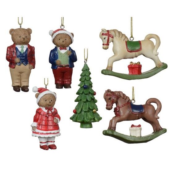 Vianočná ozdoba medvedík/strom/koník 1ks, 4x3x7,5 cm