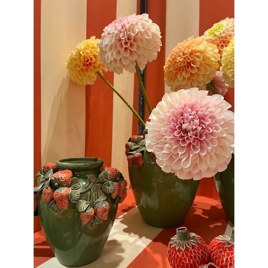 Keramická váza s jahodami Strawberries Amphora zelená, 26,5x27 cm