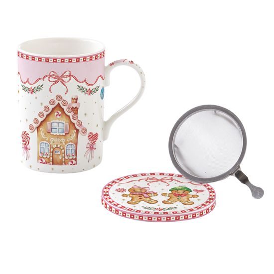 Vianočný hrnček so sitkom a viečkom na čaj Sweet Christmas 350 ml, Easy Life