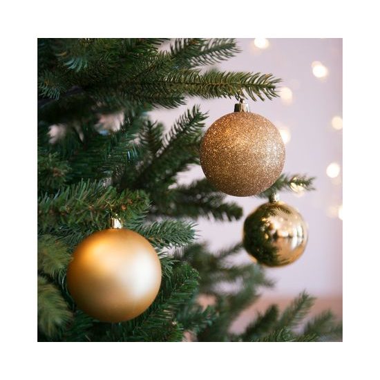 Sada vianočných plastových ozdôb 34ks zlatých, 8 cm