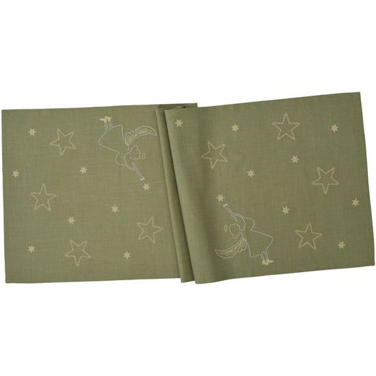 Vánoční běhoun na stůl Stardust zelený 50x150cm, Sander