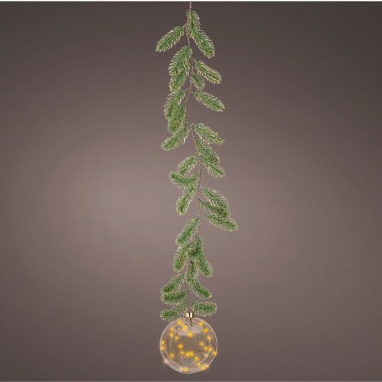 Vianočná závesná guľa s LED svetlami a vetvičkami, 14 cm