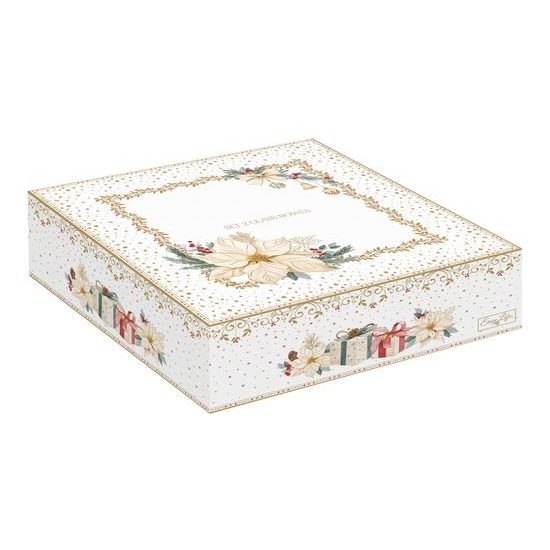 Vianočná sada 2 sklenených misiek poinsettia White Elegance 16-21cm, Easy Life