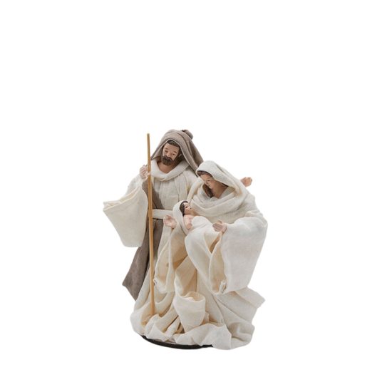 Vánoční dekorace Svatá rodina přírodní, 17 cm