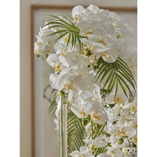 Umelá kvetina vetvička orchidea biela, 58 cm