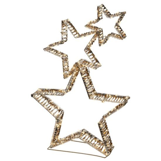 Vianočná dekorácia hviezdy s LED svetlami a blikajúcim efektom zlatá, 10x51x80 cm