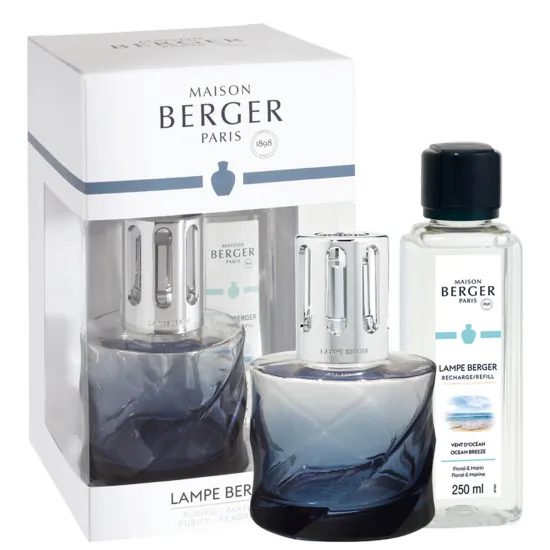 Maison Berger Paris - Dárková sada: Katalytická lampa Spirale modrá + Vůně oceánu, 250 ml