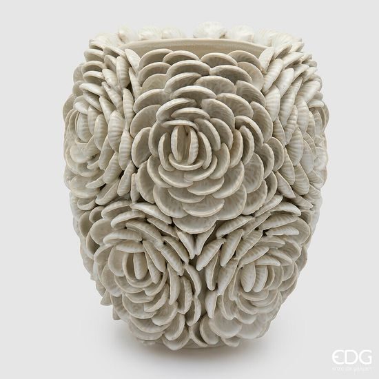 Keramická váza Chakra Conchiglie mušle krémová, 37x32 cm