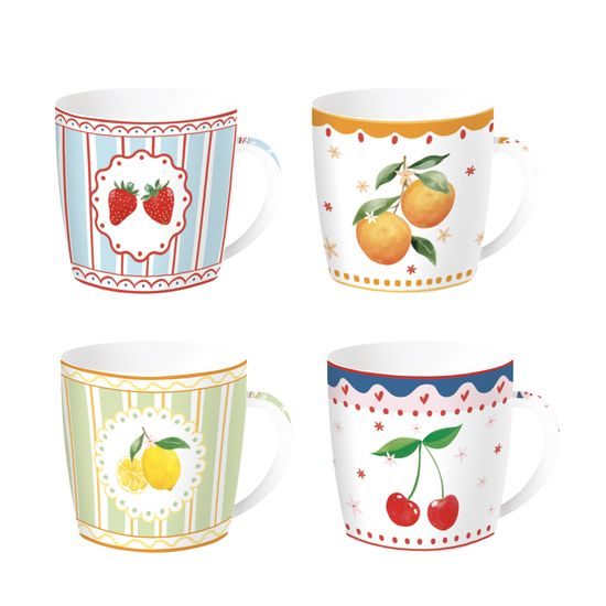 Porcelánový hrnek Fruit Mania 350ml v plechové dóze 1ks, Easy Life