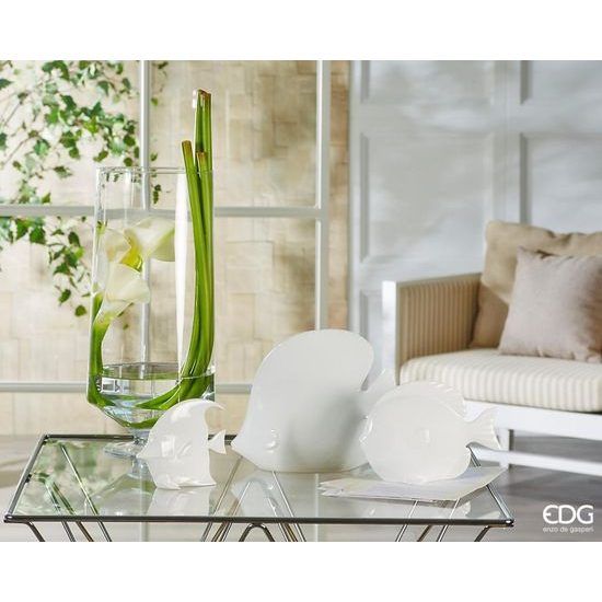 Keramická dekorácia ryba biela, 28x32 cm