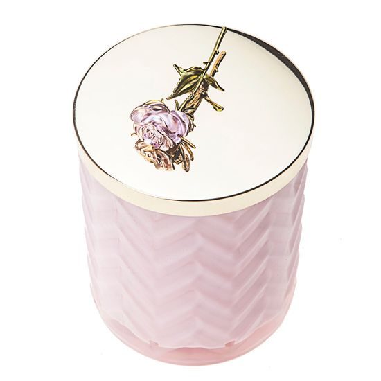 Côte Noire - Herringbone svíčka Pink & Gold s šátkem, Růžové šampaňské