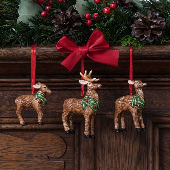 Nostalgic Ornaments vánoční závěsná dekorace, jelení rodinka, 3 ks, Villeroy & Boch
