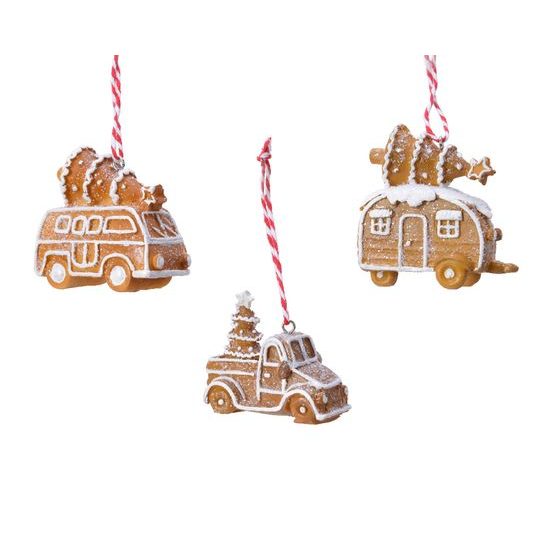 Vánoční ozdoba perníkové autíčko 1ks, 7x4,5x7,5 cm