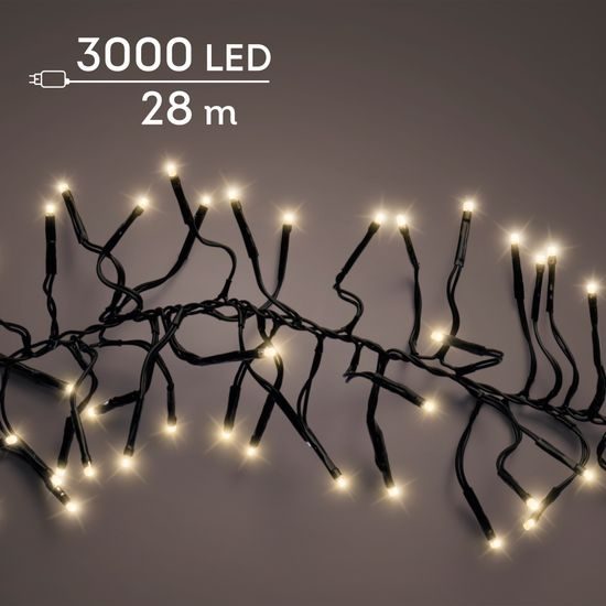 Vánoční světelný řetěz 3000 LED teplá zlatá, 28 m