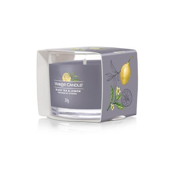 Yankee Candle - Plněná votivní svíčka ve skle Black Tea & Lemon