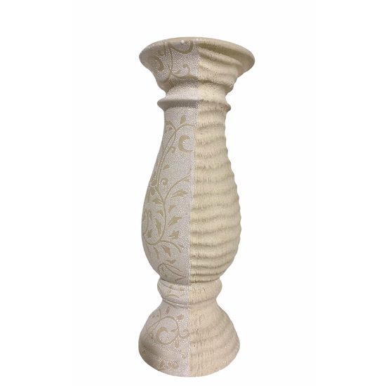 Keramický svietnik na čajovú sviečku béžový, 25x9,5 cm