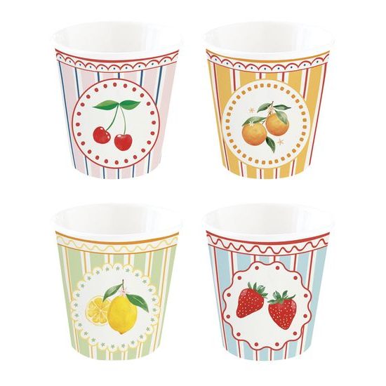 Porcelánové šálky na espresso 4ks Fruit Mania 100ml, Easy Life