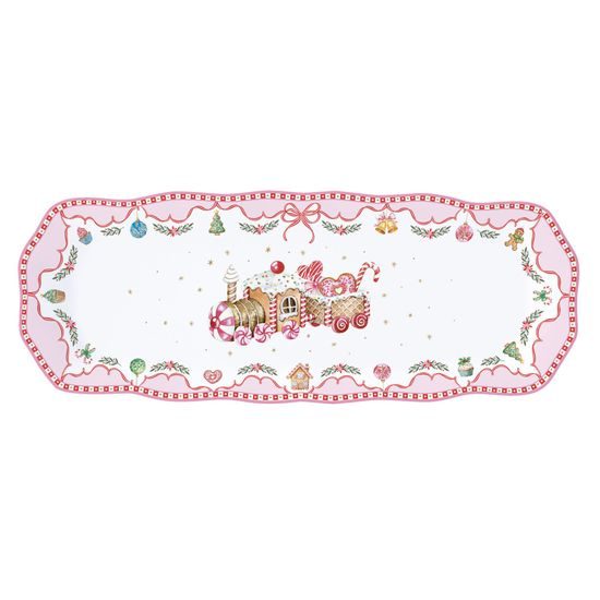 Vianočný porcelánový podnos s vláčikom Sweet Christmas 37x14cm, Easy Life