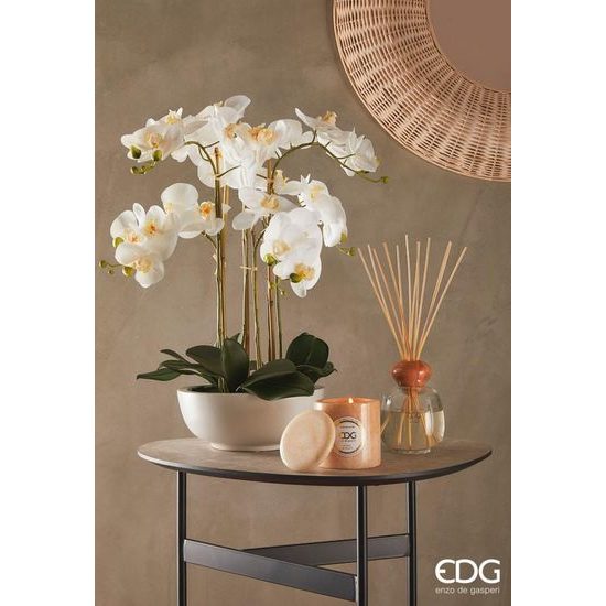 Umělá květina orchidej bílá v bílém květináči, 64 cm