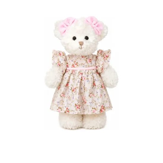 Plyšový medvídek Elisa v růžových šatech bílý, 25 cm