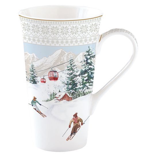 Porcelánový hrnek lyžaři 600ml Chalet, Easy Life