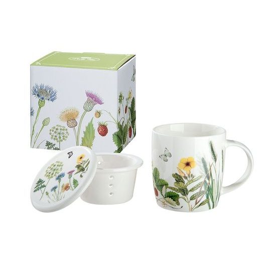 Porcelánový hrnček so sitkom a viečkom 300ml Wild Flowers