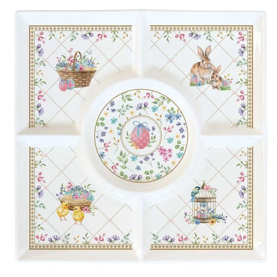 Velikonoční servírovací dělený tác Spring Bloom 25x25cm, Easy Life