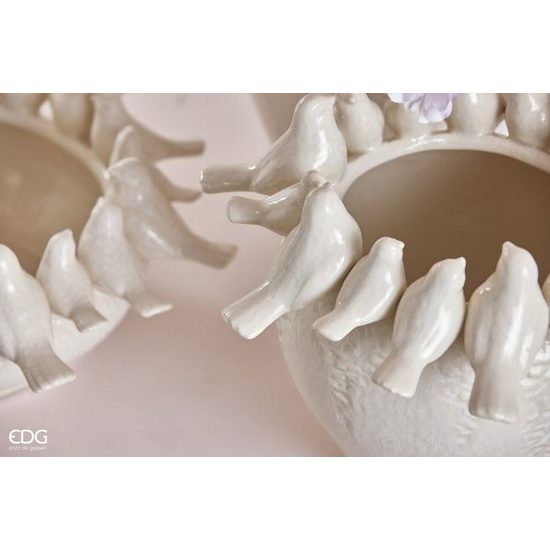 Keramická váza s holubičkami Dove krémová, 26x32 cm