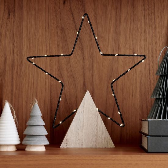 Vánoční dekorace stromeček s hvězdou s LED diodami, 4,2x27x30 cm