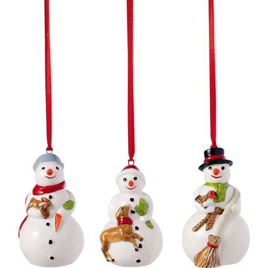 Nostalgic Ornaments vánoční závěsná ozdoby sněhuláci, 3 ks, Villeroy & Boch