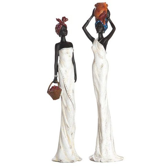 Dekorace figura Afričanka Tortuga s džbánem, 9,5x11,5x48,5 cm