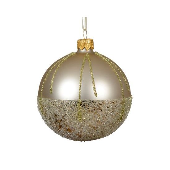 Vánoční skleněná champagne ozdoba s flitry, 8 cm