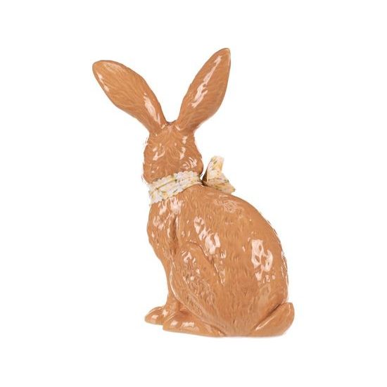 Velikonoční dekorace keramický zajíc hnědý, 19x24x11 cm