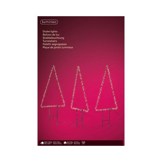 Vianočná dekorácia strom na zapichnutie do kvetináča 330 LED 3ks, 60x32x47 cm