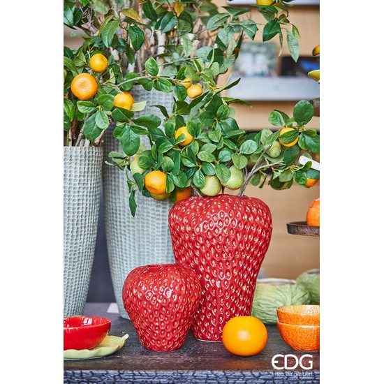 Váza v tvare jahody červená, 21x20 cm