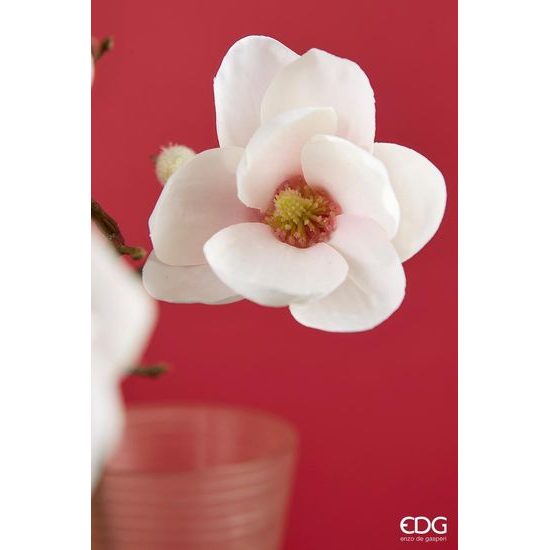 Umělá květina větvička magnolie bílá, 80 cm