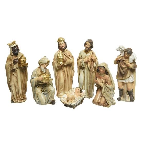 Vánoční figurky betlém krémová/zlatá, 3,5x4,5x11 cm