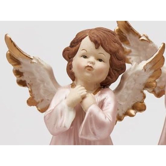 Vianočná figúrka anjela v ružových šatách 1ks, 15 cm