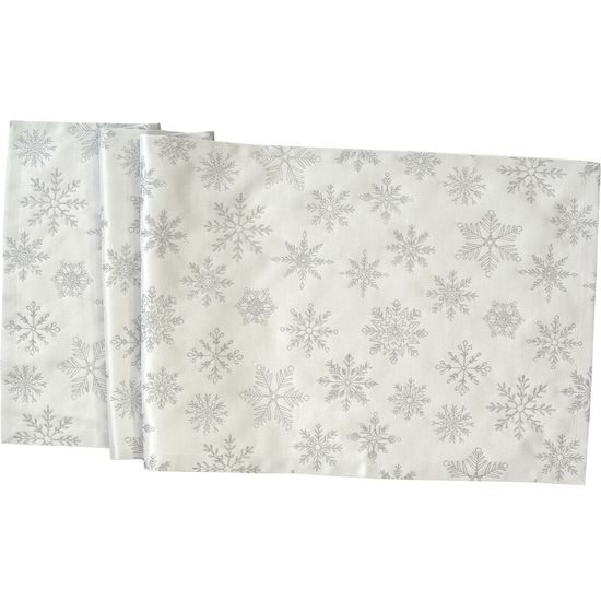 Vánoční běhoun na stůl Cristallo Luce bílo-stříbrný 50x140 cm, Sander