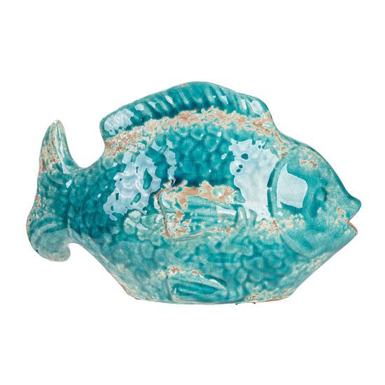 Keramická dekorace ryba modrá, 10x25x16 cm