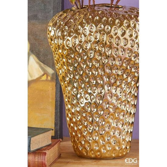 Váza v tvare jahody zlatá, 37x25 cm