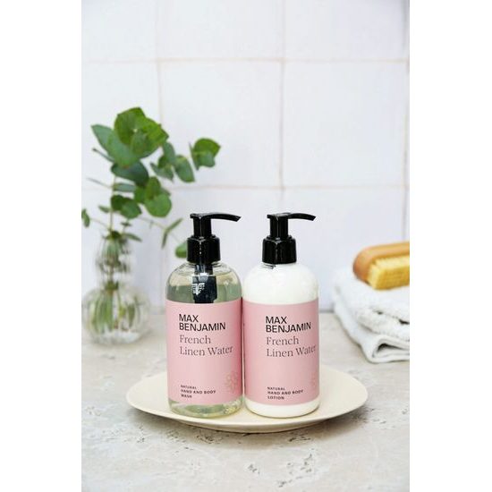 Max Benjamin - Dárková sada tekuté mýdlo a mléko na ruce a tělo French Linen Water 2x300ml