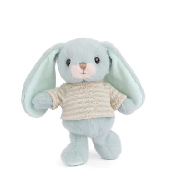 Plyšový zajíček v triku Bouncy Bunny modrý, 15 cm