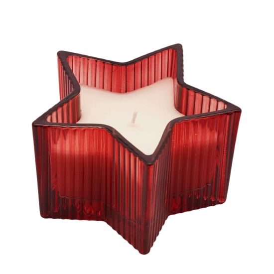 Vonná dekorativní svíčka hvězda červená, 8 x 13,5 cm