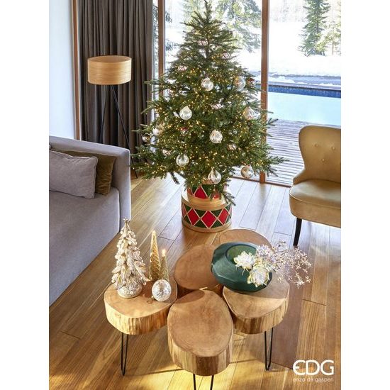 Vánoční dekorace stromeček s perlami zlatý, 46x22 cm