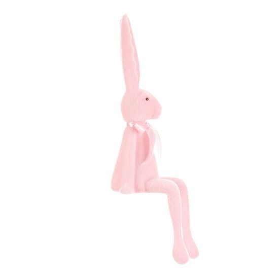Velikonoční dekorace semišový sedící zajíc světle růžový, 18x20x62 cm